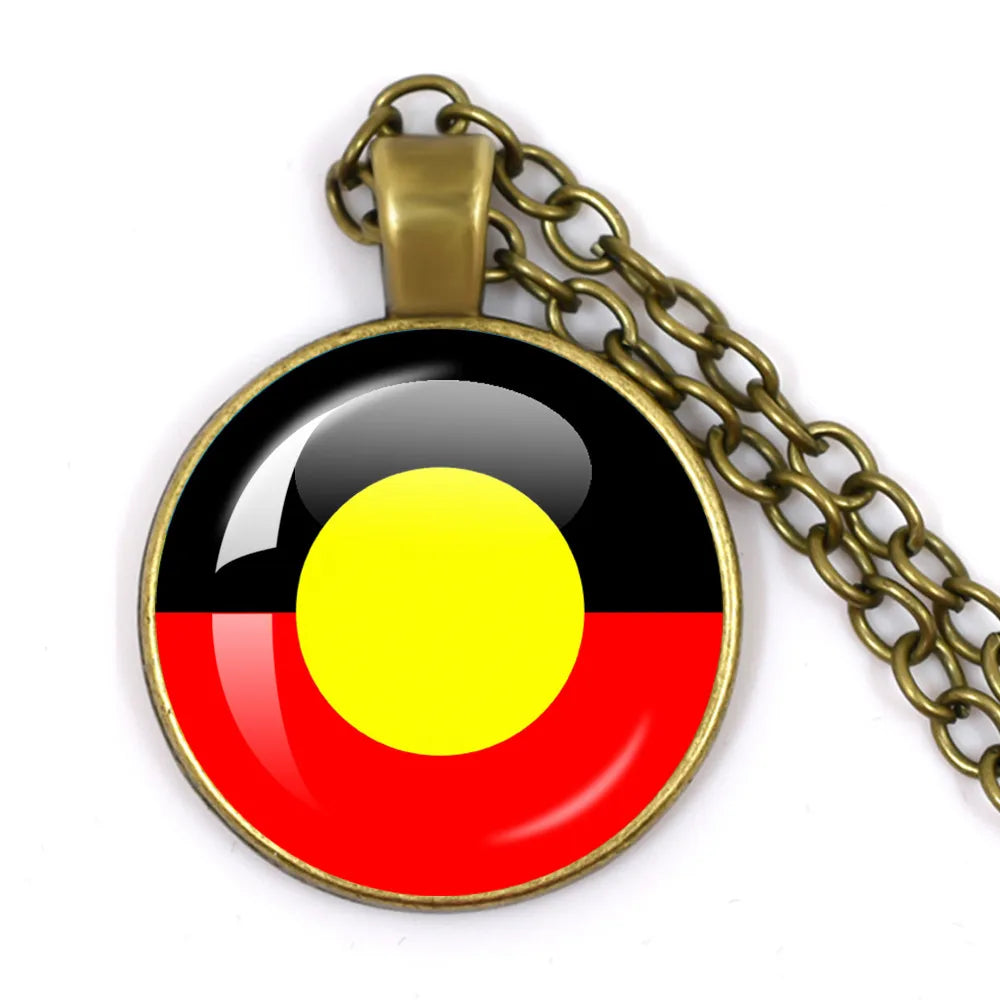 Australian Aboriginal Flag National Emblem Dangle Glass 25mm Key Chain Fashion  Key Chains Glass Cabochon Lady  Key Chains Jewel
