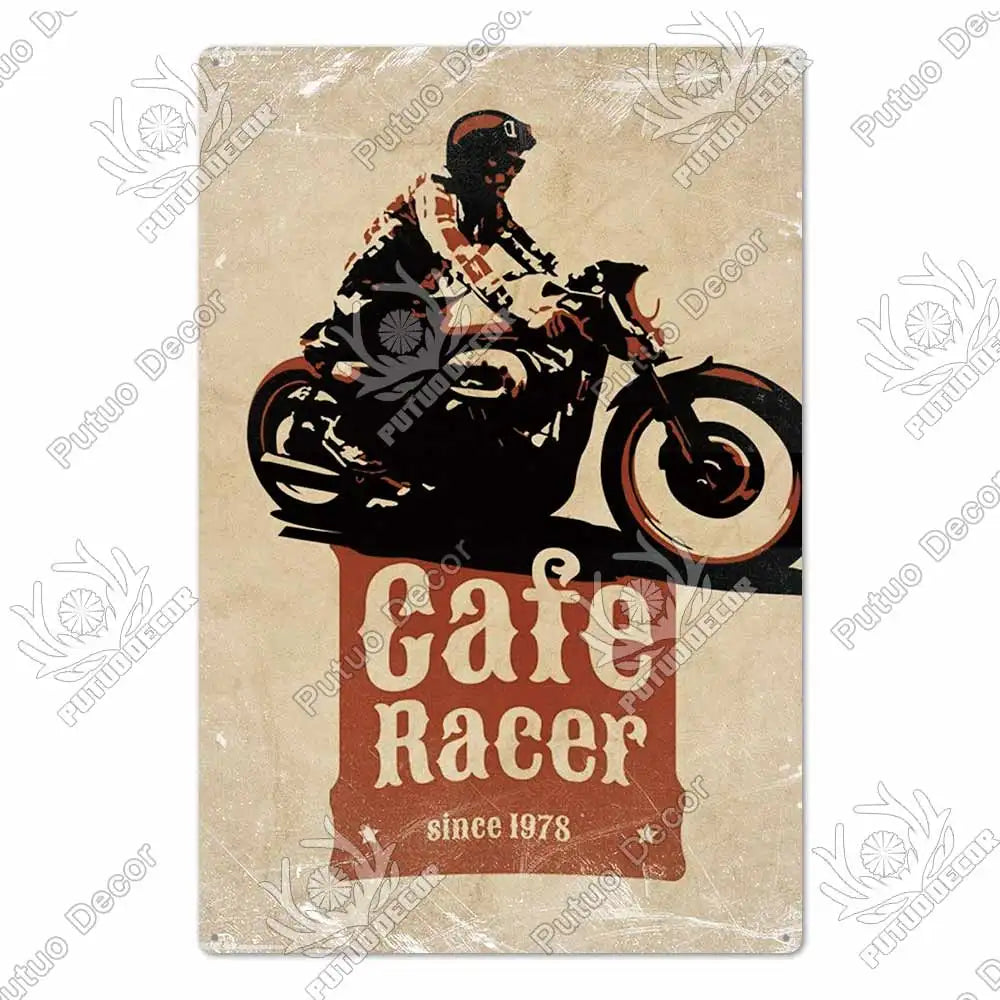 Putuo Decor Cafe Racer Vintage Tin Sign Plaque Metal Wall Art Stickers Garage Man Cave Pub Bar Retro Poster Iron Painting