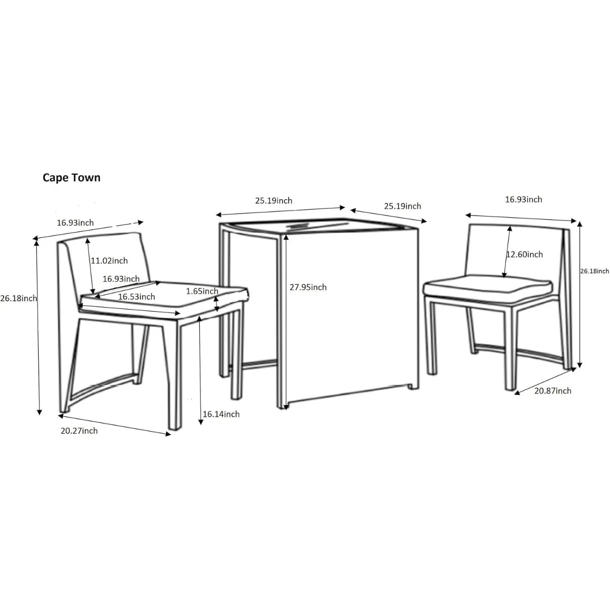 Outdoor PE Wicker Patio Conversation Set | No Assembly Required with Steel Grey Cushions for Garden & Balcony