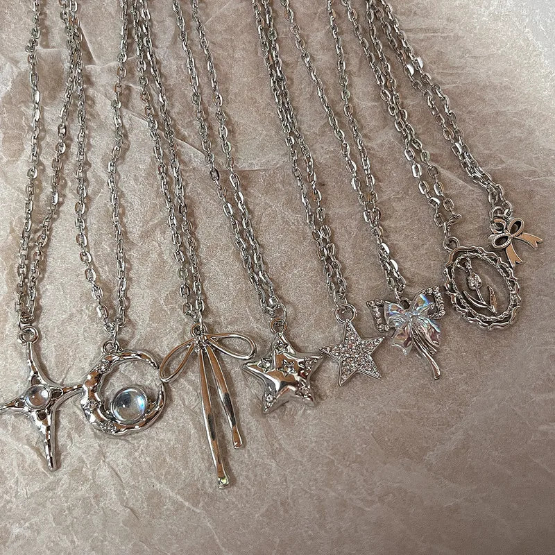 Simple Red Glass Cross Cherry Strawberry Heart Pendant Necklace for Women Stainless Steel Jewelry Accessories