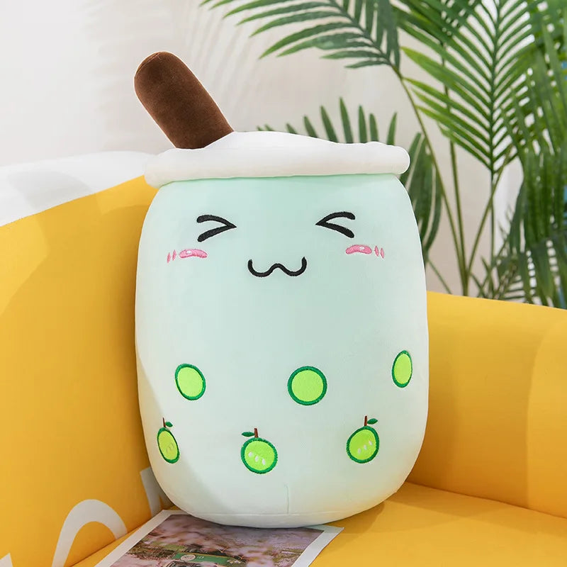 24CM Cute Stuffed Boba Plush Bubble Tea Real-life Bubo Food Milk Cup Plushie Pillow Soft Kawaii Plush Toys Gifts for Kids Baby