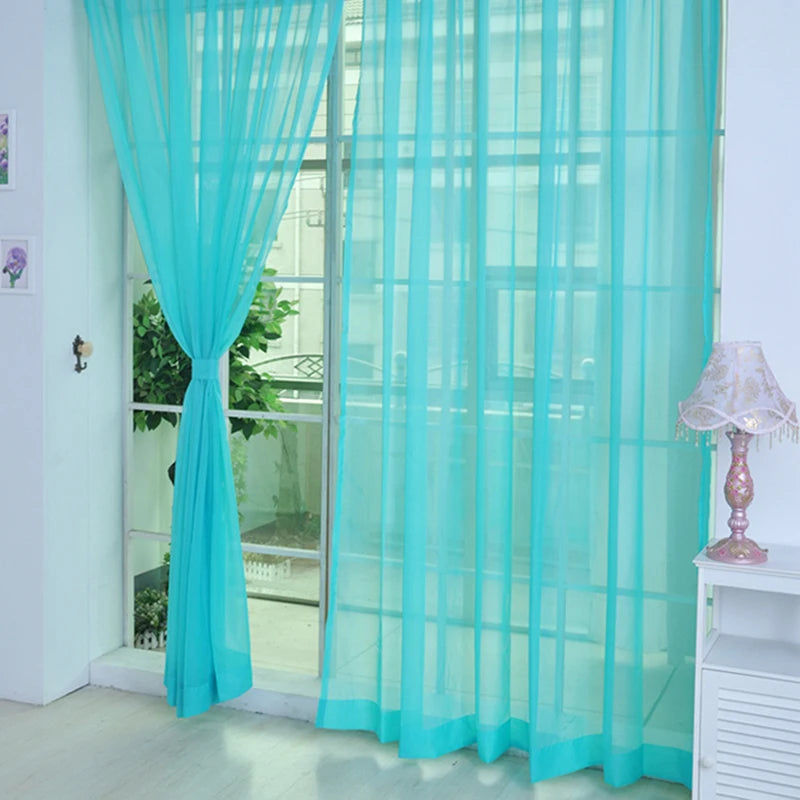 1PC Transparent Window Gauze Mesh Solid Color Curtain Household Products Europe Style Easy To Install Curtain Room Tulle Curtain