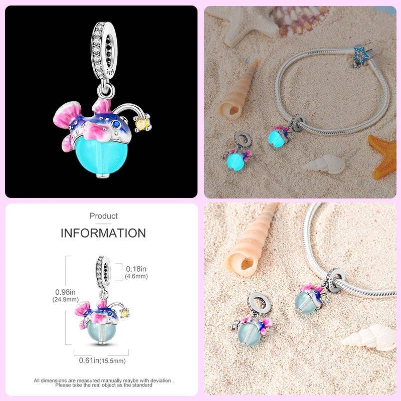 Luminous Bulb Charms Fit Qikaola Original Bracelet 925 Sterling Silver Colorful Balloon House Tram Charms Beads DIY Jewelry Gift