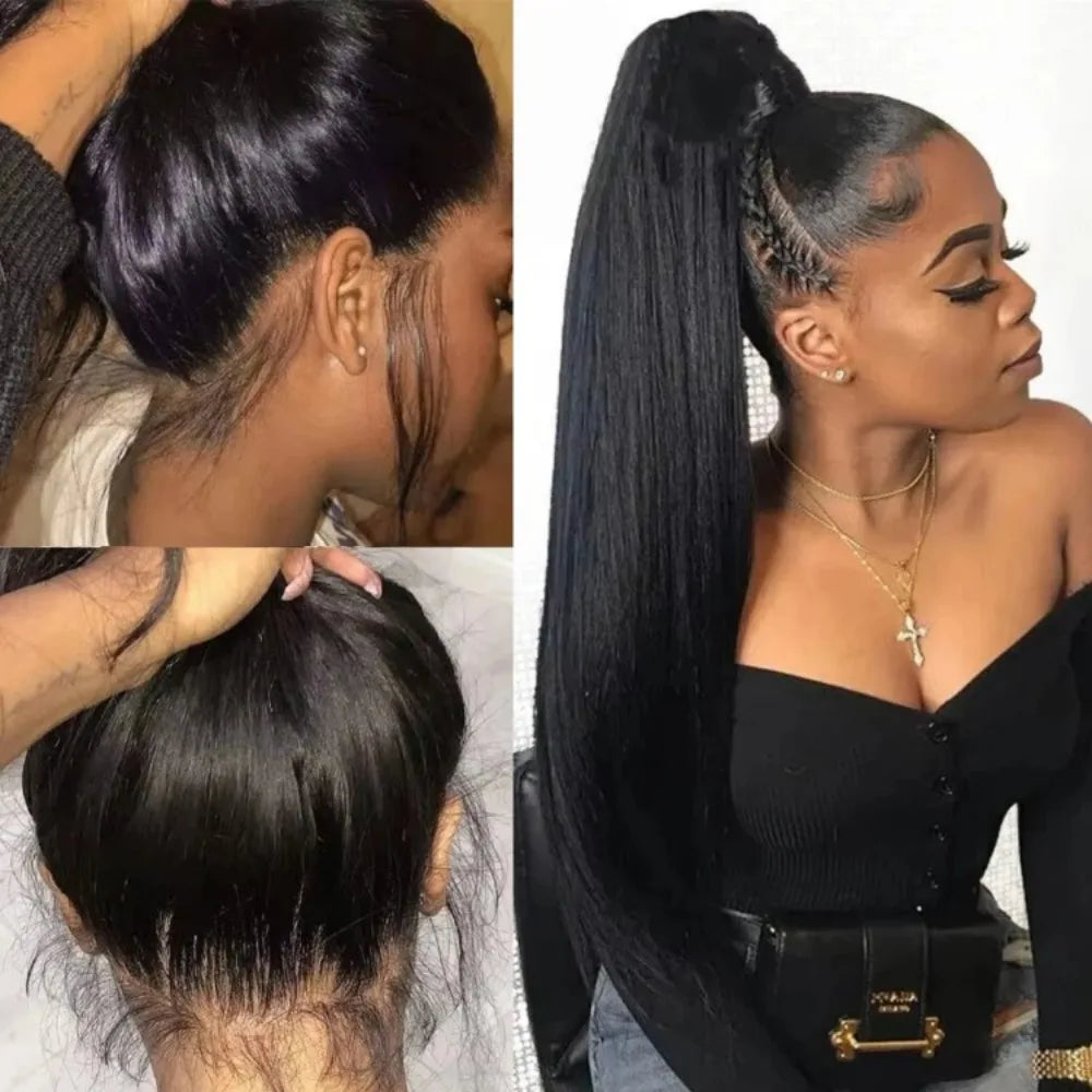 5x5 Glueless  Lace Front Closure Human Hair Wig 13x6 Ready To Wear Smooth Straight Plucked Pre Cut Wig 360 Full lace for Women