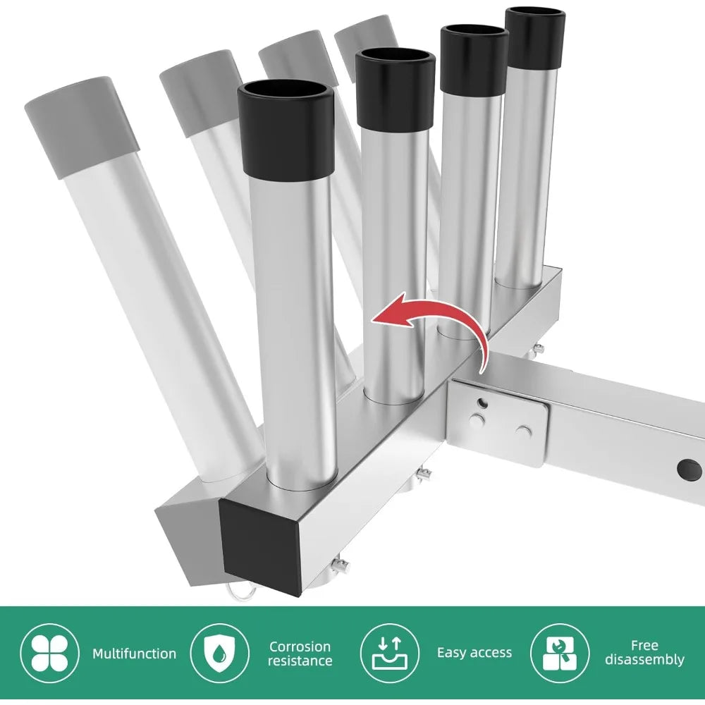 Hot Sale - Stainless Steel Fishing Rod Holder Stainless Steel Fishing Pole Holder 4 Link Tubes, 2" Trailer Hitch Receiver