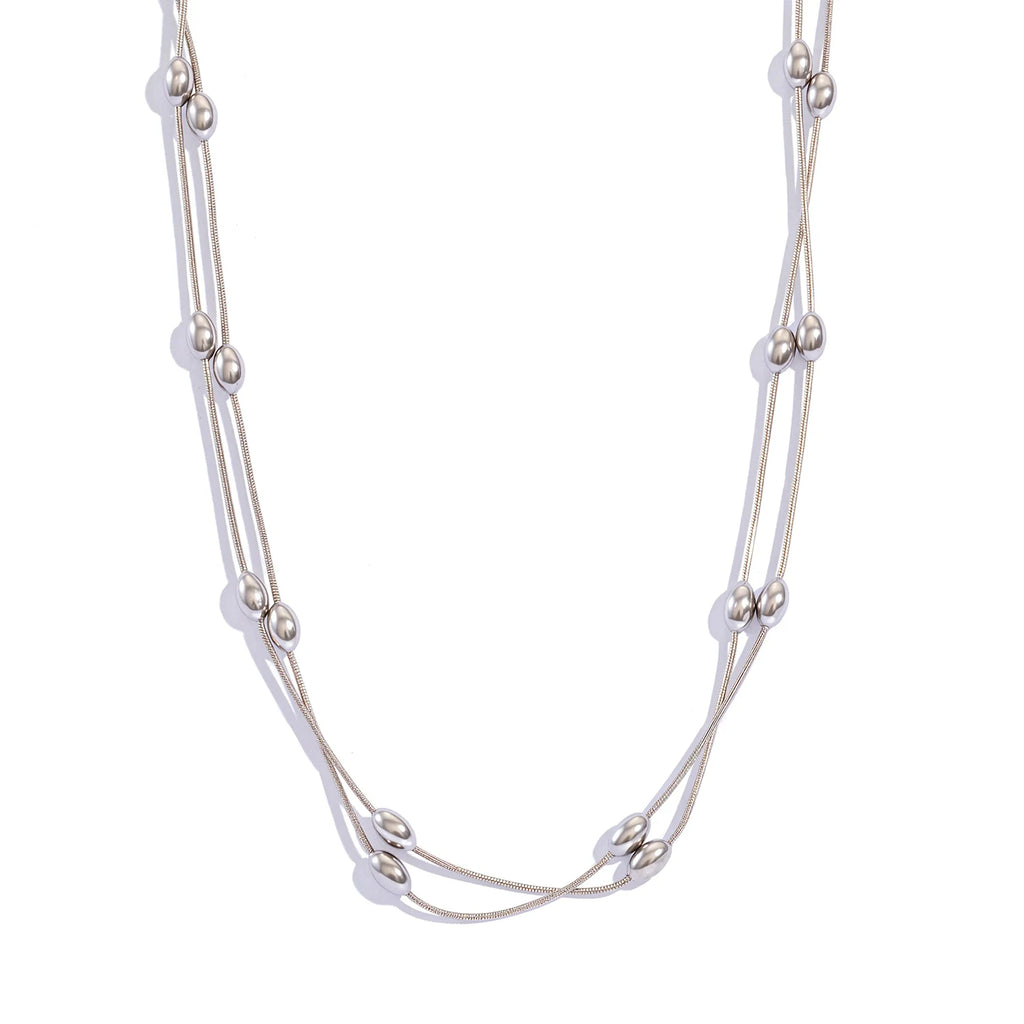 120cm Layered Chain Necklace for Women, Retro Adjustable 2-3 Layer Choker, Stainless Steel Waterproof Hypoallergenic Jewelry