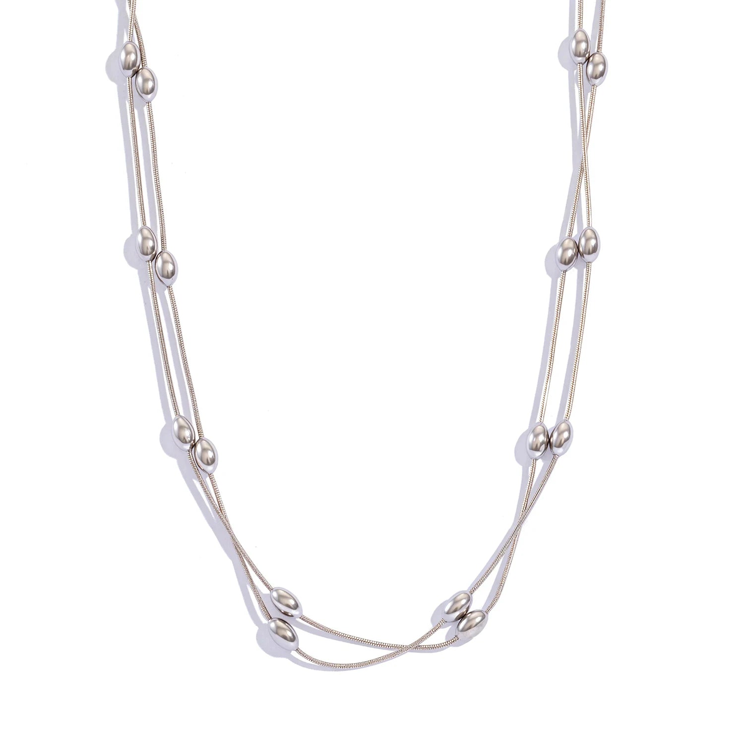 120cm Layered Chain Necklace for Women, Retro Adjustable 2-3 Layer Choker, Stainless Steel Waterproof Hypoallergenic Jewelry