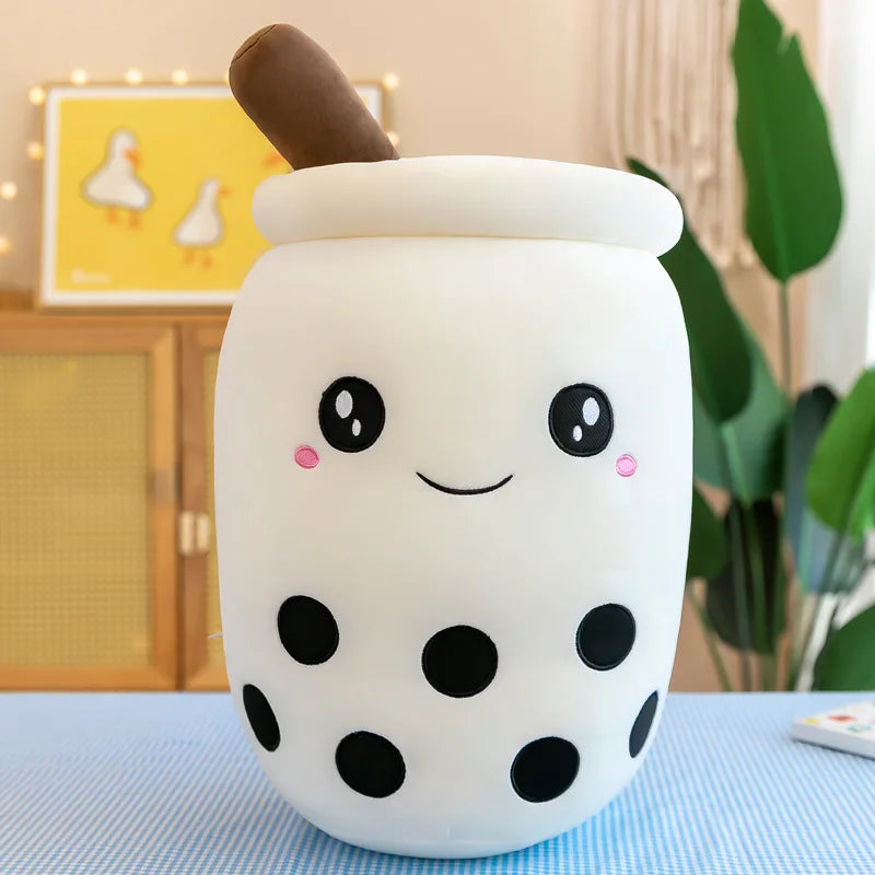 24CM Cute Stuffed Boba Plush Bubble Tea Real-life Bubo Food Milk Cup Plushie Pillow Soft Kawaii Plush Toys Gifts for Kids Baby