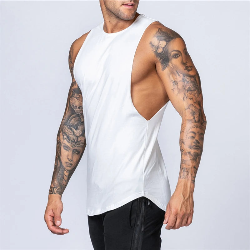 Mens Gym Clothing Summer Fitness Cotton Tank Top Men Jogging Bodybuilding Sleeveless Shirt Breathable O-Neck Running Muscle Vest