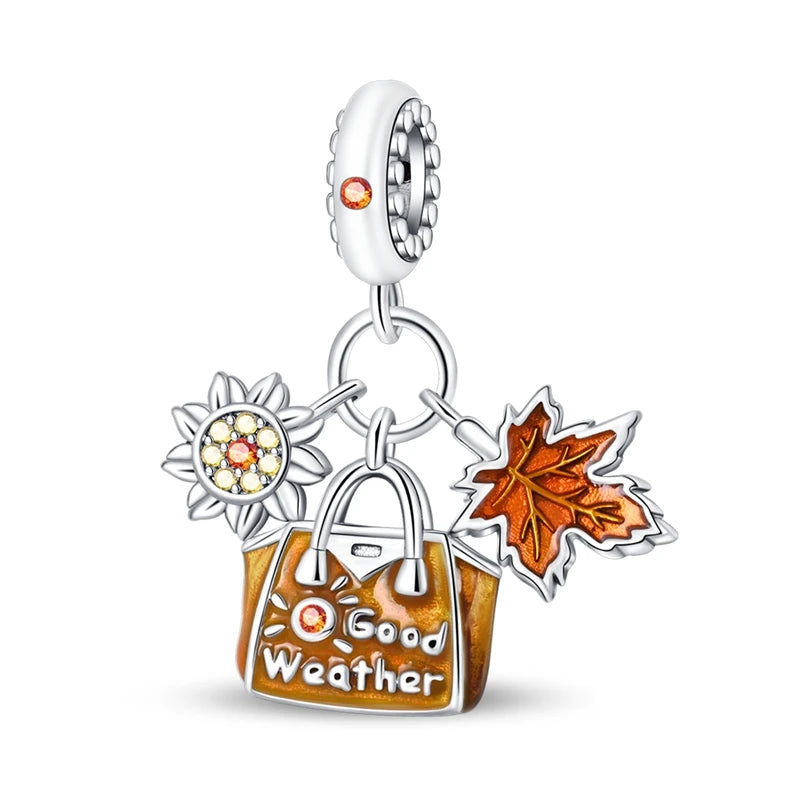 Halloween Pumpkin Series 925 Silver Orange Harvest Charms Beads For Original Bracelet For Women Jewelry Making Gift