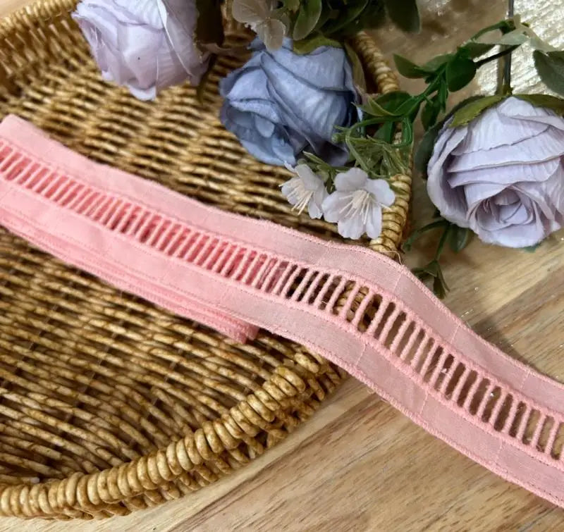 Novelty 3 Meters Clothes Laciness Accessories High Quality Pink Blue Red Cotton Cloth Embroidery Lace Trim 3.3cm Width