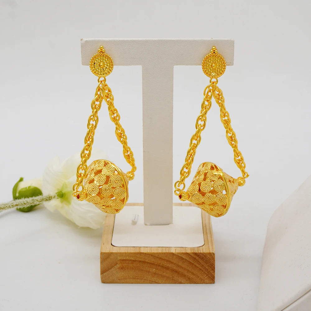 Dubai Jewelry Set Elegant Necklace Earrings Wedding Party Bridal Women's 2024 Gold Color Jewelry Set Luxury