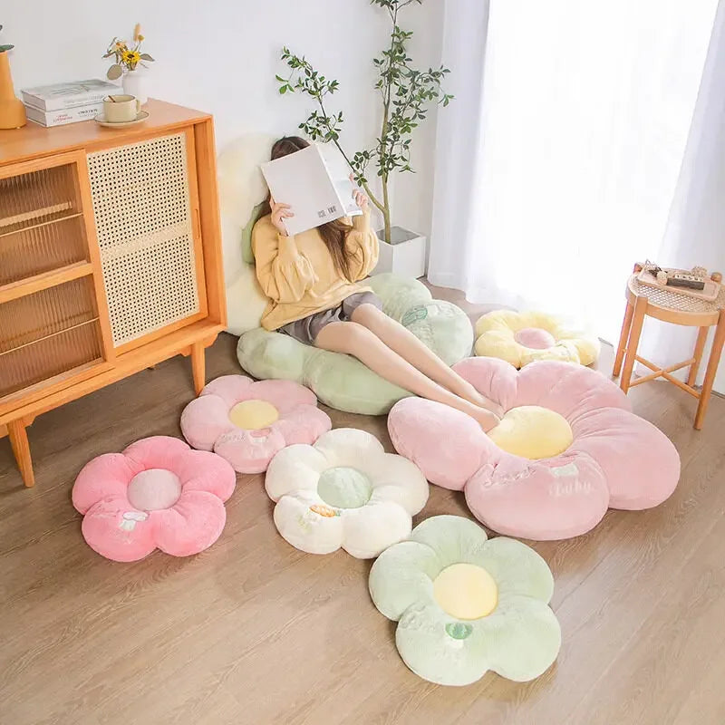 Long Plush Flower Shape Sofa Decor Cushion Stuffed Pink Peach Blossom Flower Baby Floor Playmat Birthday gift Office Seat Pillow