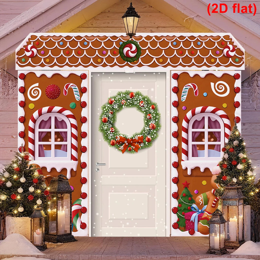 Christmas Gingerbread Man Banner Couplet Christmas Decor for Home 2025 Door Cover Xmas Ornament Navidad Natal New Year Gift 2026