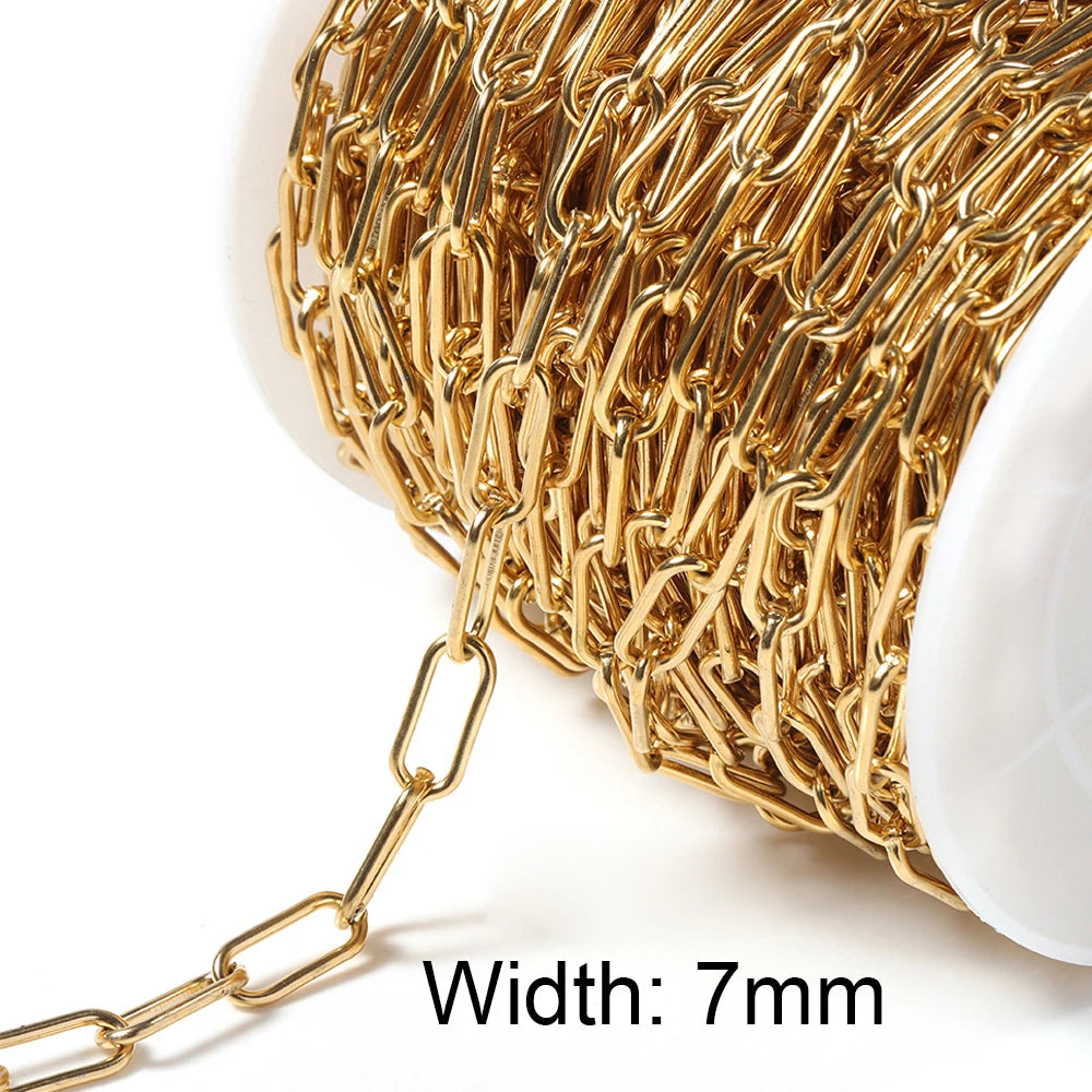 1meter Gold Stainless Steel Chain Multi Styles Star Thick Cable Curb Chains for Necklace Bracelet Jewelry Making DIY No Fade