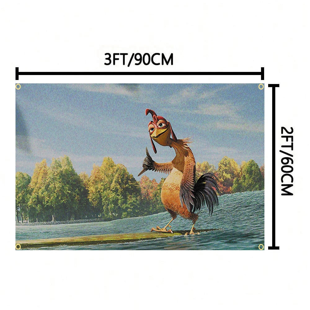 90X150CM Chicken Joe Surfs Up Funny Meme Abstract Cartoon Flag Tapestry Wall Hanging Bed Room Bar Aesthetic Room Decor