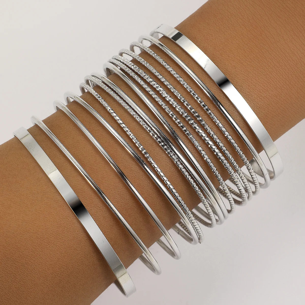 14 Pcs Trendy Exaggerated Metal Bracelet Set For Women Boho Thick Charm Curb Cuban Bracelet Bangles Fashion Jewelry Gift 2024