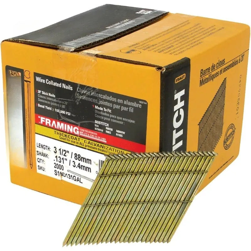 S16D131GAL-FH 28 Degree 3-1/2-Inch by .131-Inch Wire Weld Galvanized Framing Nails (2,000 per Box)