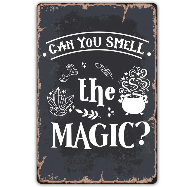 Vintage Metal Tin Sign  The House Witch Rules Halloween Decoration  Retro Wall Art for Home Room Restaurant Decor