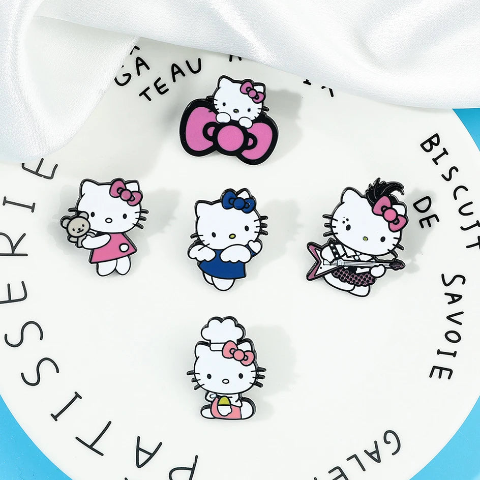 Sanrio Hello Kitty Lapel Pins For Backpacks Brooches Enamel Pin Anime Gift Kawaii Hellokitty Y2K Fashion Jewelry Accessories