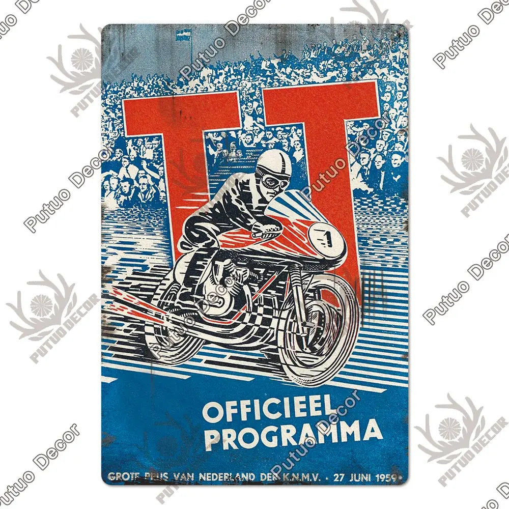 Putuo Decor Vintage Racing Track Tin Sign Isle of Man TT Metal Poster Plaque Garage Plate Bar Club Man Cave Home Wall Decoration
