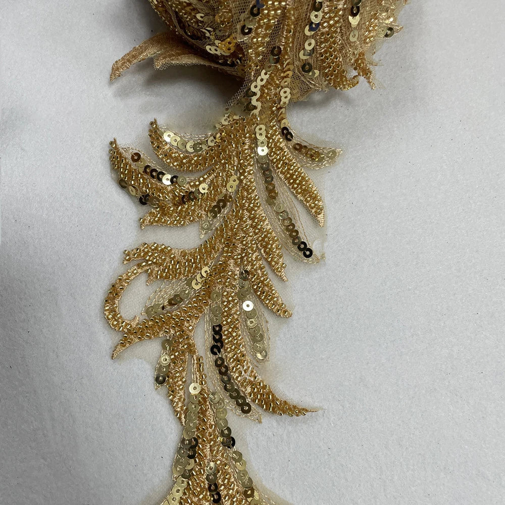 1Pc Sequin Phoenix-Tail Flower Embroidery Patches Fabric For Evening Dress Accessories Sewing Patch Handmade Applique Crafts