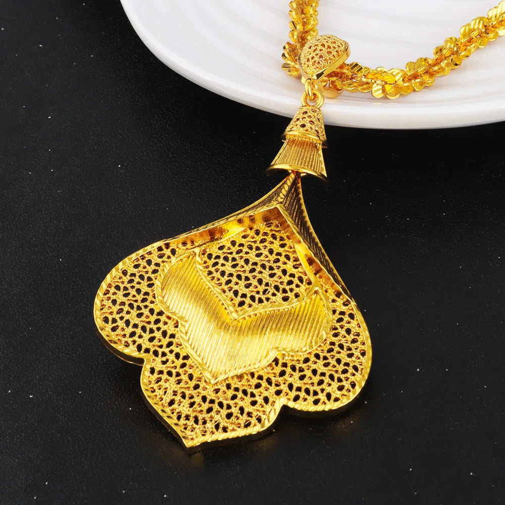 Nigerian Jewelery Set For Women Dubai 24K Gold Color Jewlery African Designer Wedding Bridal Necklace Earring Ring Gift