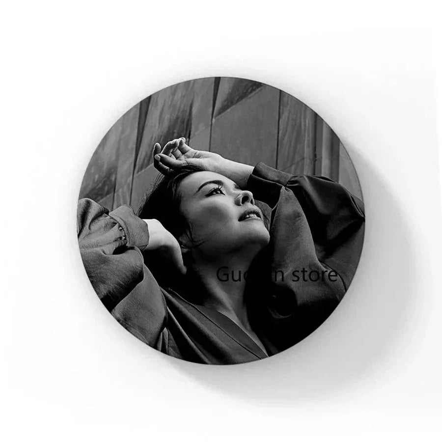 58mm Singer Mitski Enamel Pins Black and White Handmade Brooch Cartoon Cosplay Badge on Backpack Jewelry Accessories Gifts
