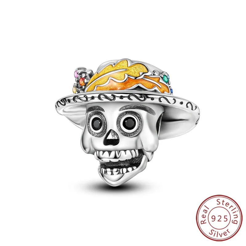 Halloween Charm Bead Pendant 925 Sterling Silver Pumpkin Witch Doll Skeleton Mummy Candy Charm Fit Original Bracelet DIY Jewelry