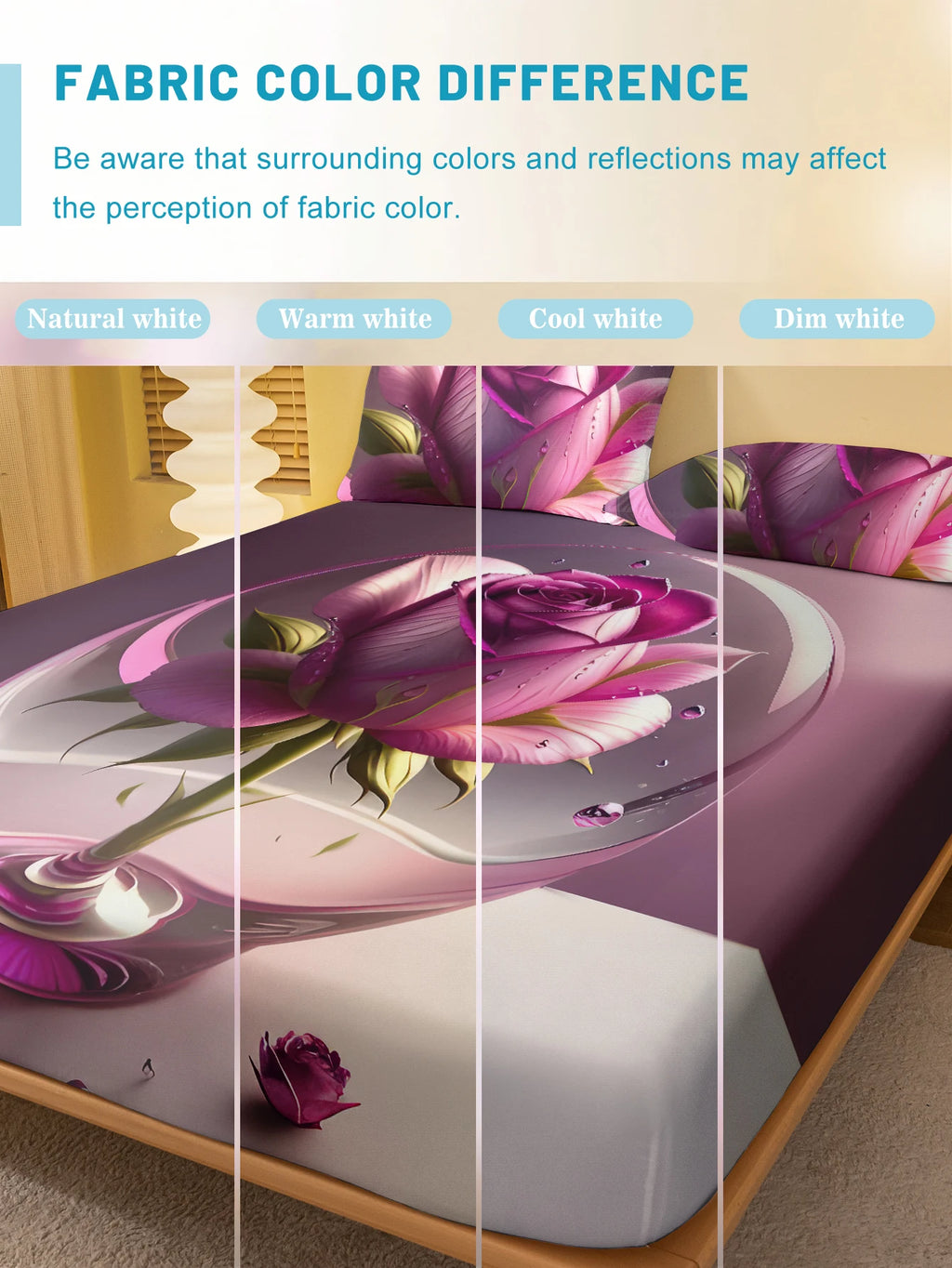 1 Simple modern Plant Flower Pink Rose digital printed frosted Fitted Sheet,bedroom printed bed cover,bedding(No pillowcase)