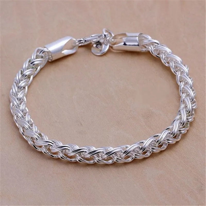 Wholesale 925 Sterling Silver Bracelets Jewelry Chain Women Lady Men 6mm 4MM High Quality Valentine Gift Beautiful Factory Price