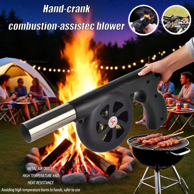 Camping Handheld Blower Lightweight Outdoor BBQ Hand Crank Fan Barbecue Accessories Portable Aiding Fire Cooking Tools