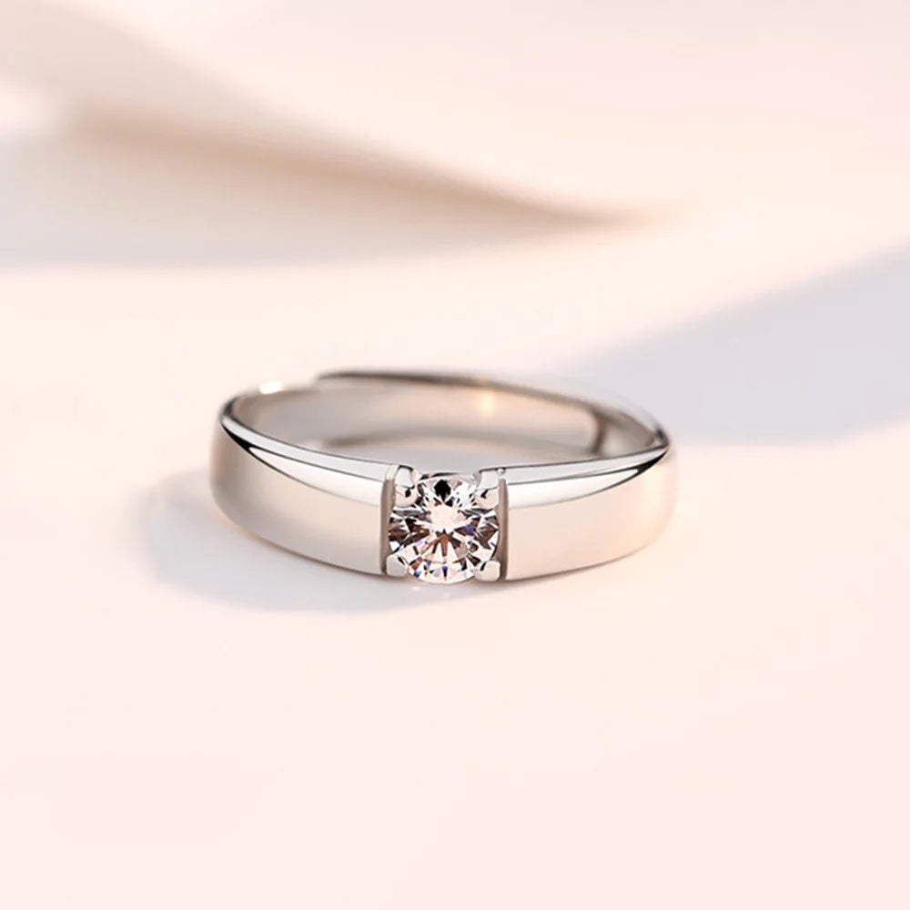 Fashion Luxury Zircon Couple Rings For Women Men Opening Adjustable Wedding Anniversary Engagement Delicate Jewelry Gifts