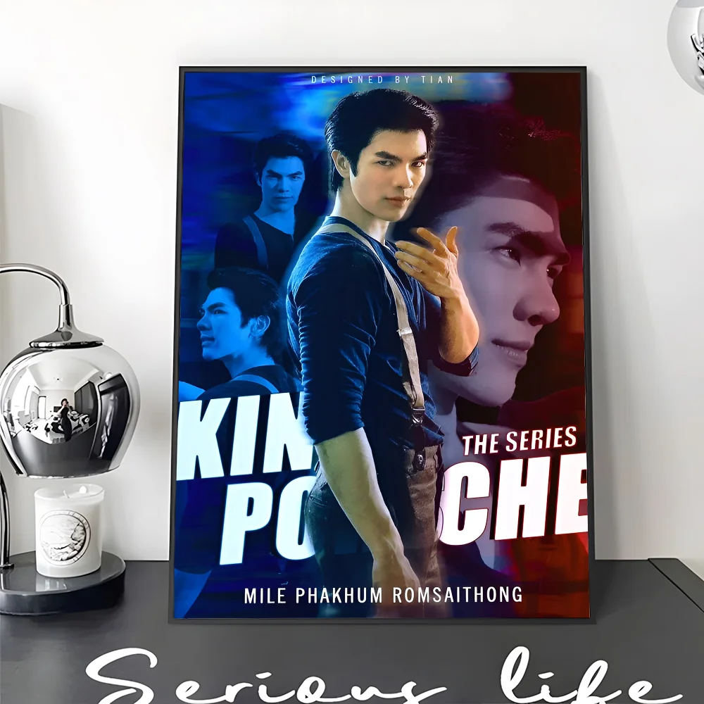 KinnPorsche The Series Movie  Self-adhesive Art Poster Fancy Wall Sticker for Living Room Bar Decoration Decorative Painting