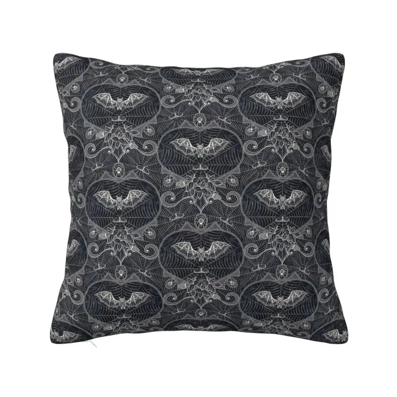 Custom Gothic Halloween Lace Bats Cushion Cover 45x45 Cm Polyester Throw Pillow Case For Sofa Living Room Decoration Pillowcase