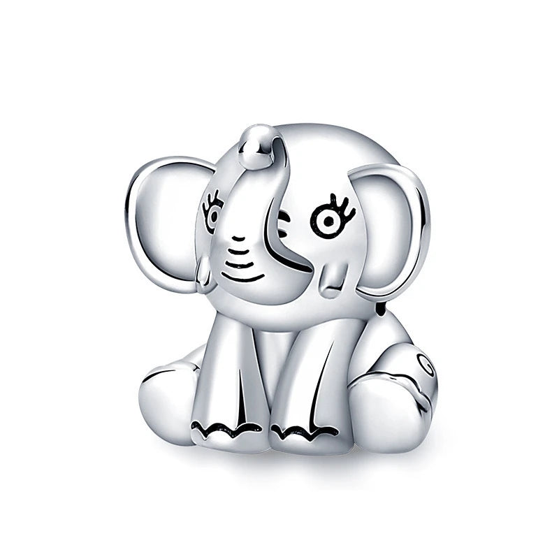 New 925 Sterling Silvering Panda Elephant Porker Charm Of 925 Chain Beaded Fit Original Pendant Bracelet DIY Ladies Jewelry