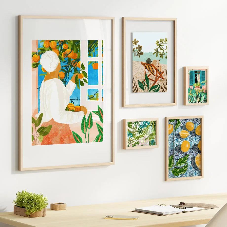 Garden Lemon Fruit Flower Plants Abstract Illustration Poster And Prints Wall Art Canvas Painting Pictures For Living Room Decor