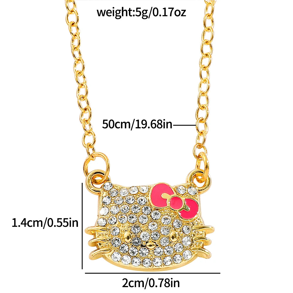 Sanrio HelloKitty Collection Sweet Cute Creative Enamel Pendant Necklace Fashion Charm Jewelry Girl Party Gift