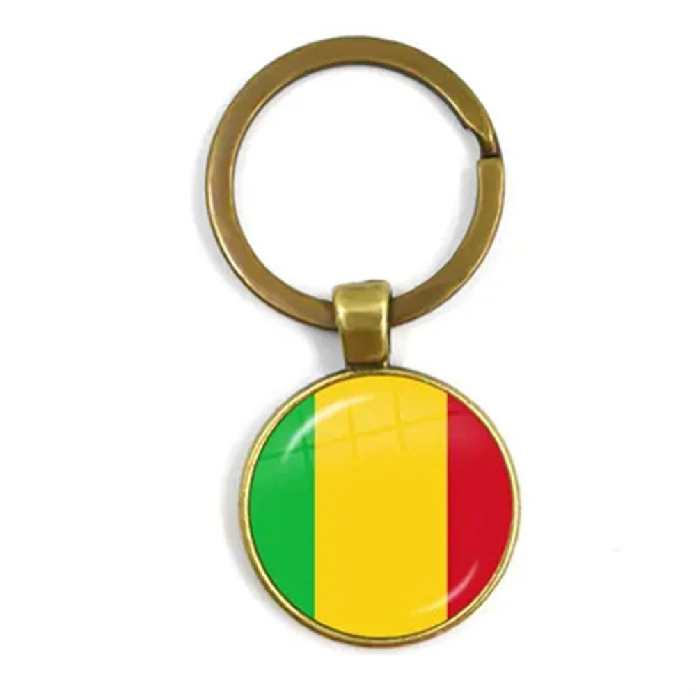 Western Sahara,Guinea,Saint Helena,Niger,Guinea-Bissau,Benin National Flag Keychain 25mm Glass Cabochon Key Rings For Gift