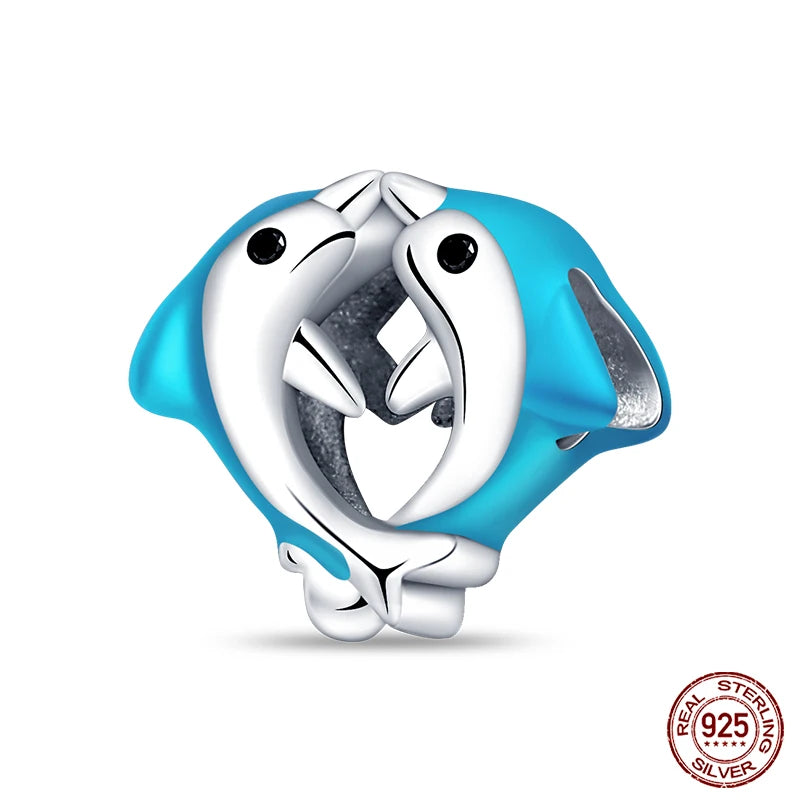 Original Ocean Series Fit 3mm Bracelet 100% Authentic 925 Sterling Silver Turtle Crab Mermaid Charm Beads DIY Jewelry Gift