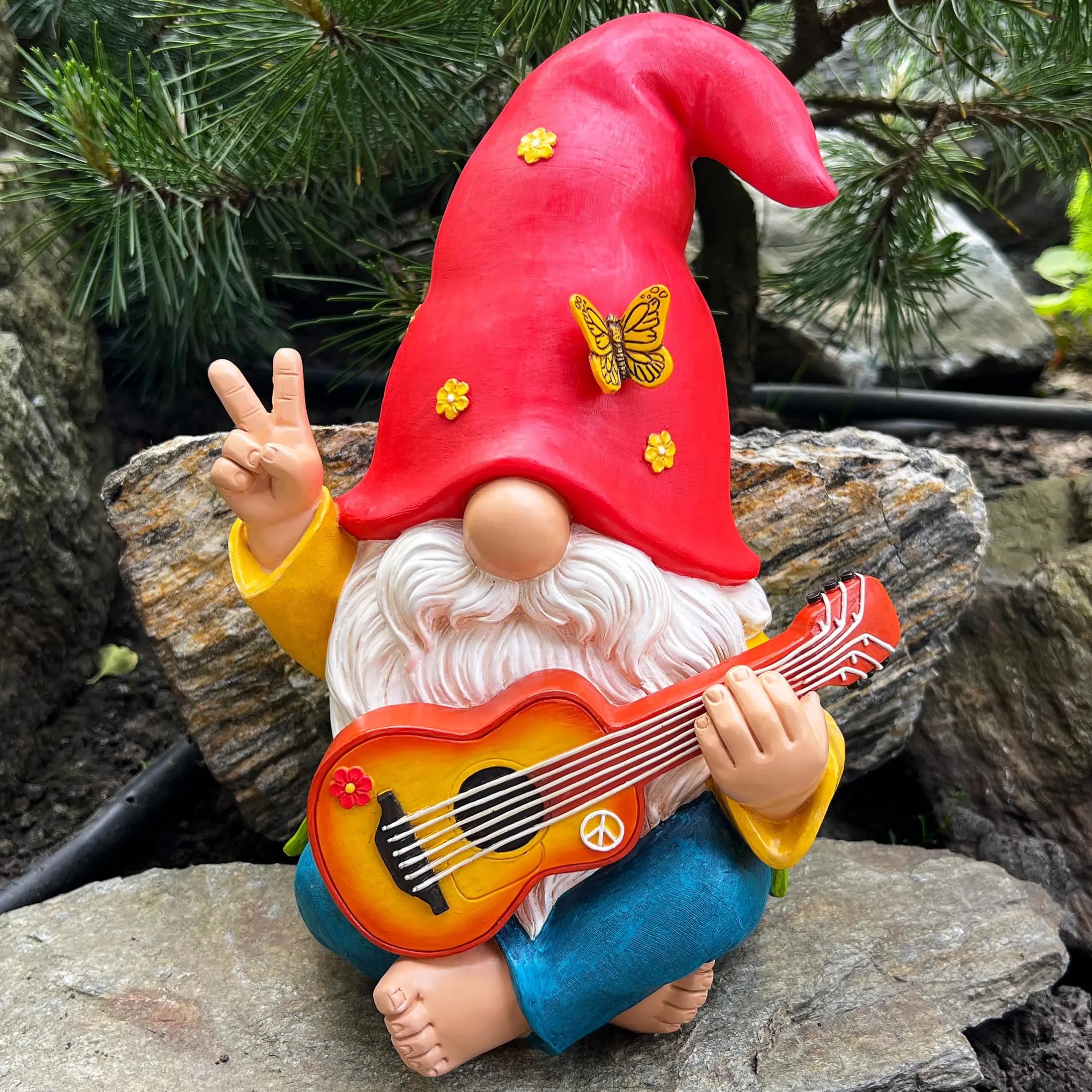 Garden Dwarf - An interesting hippie dwarf statue - A 4.72-inch tall lawn statue - suitable for outdoor or home decoration