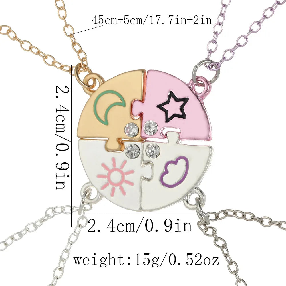 Lovecryst 3/4Pcs/set Heart-shaped Stitching Best Friend Necklace BFF Friendship Jewelry Gifts for Girls