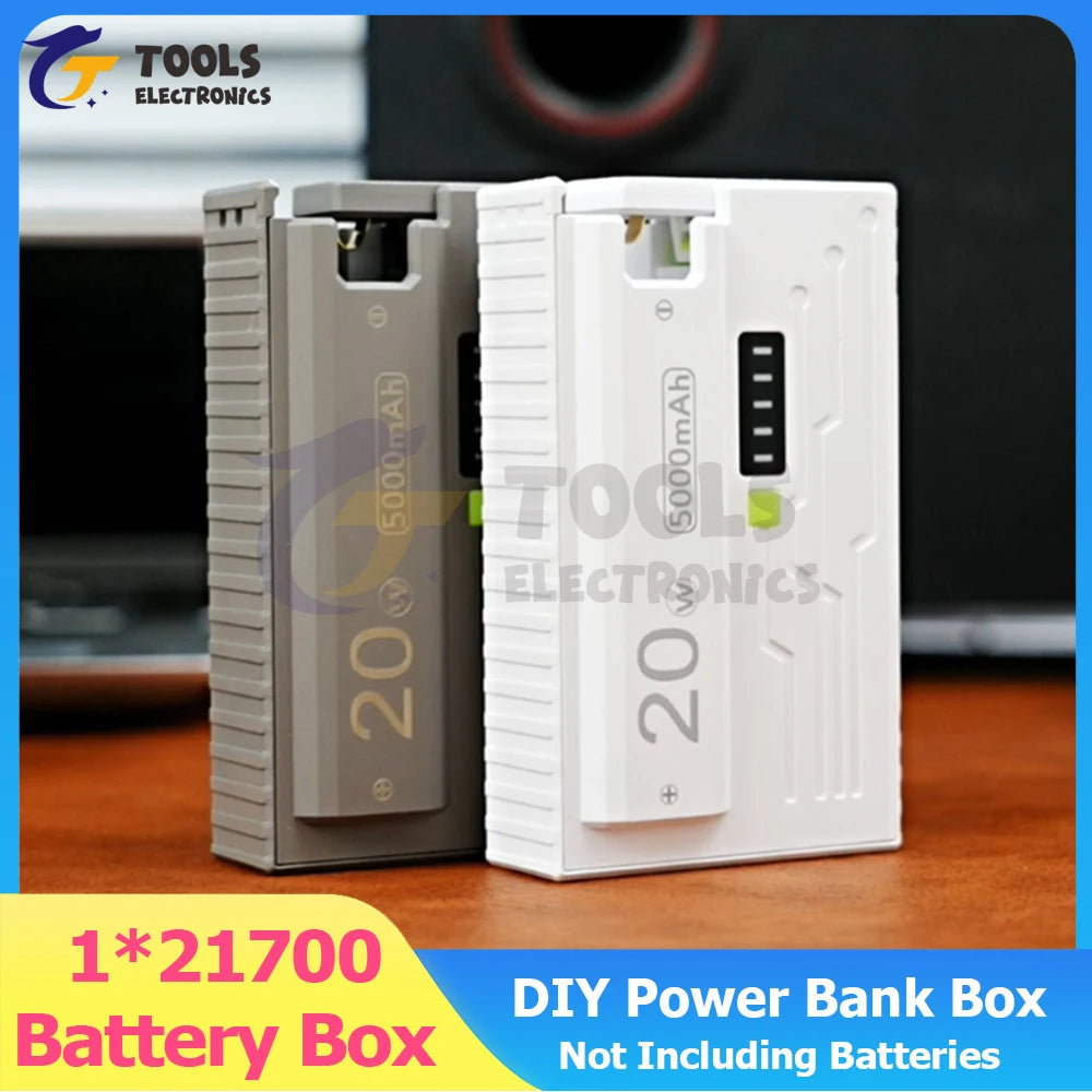 1*21700 Battery Box DIY Kit Battery Charger Case DIY Power Bank Box 20W Fast Charging For Phone Charging Not Including Batteries