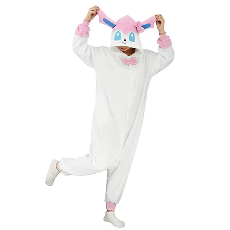 Miniso Sylveon  Kigurumi Onesies Anime Cartoon Women Men Pajamas Halloween Christmas Cosplay Anime Full Body Pijama