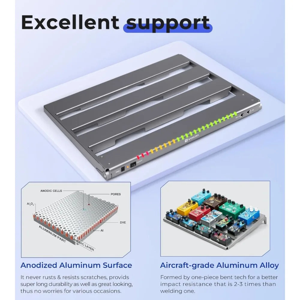 Innovative design-Guitar Pedal Board with Isolated Power Supply, PD-M Aluminum One-Piece-Bent Portable Folding Powered Guitar