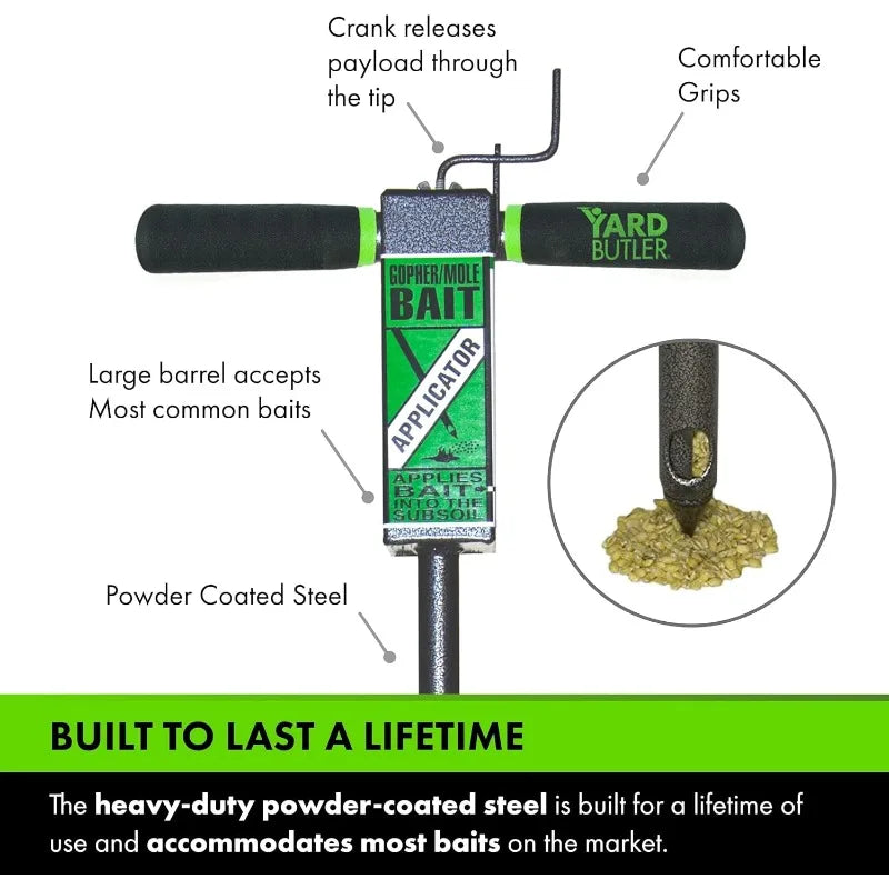 Butler Gopher/Mole Bait Applicator - Gardening Tool for Safe & Easy Pest Control - No Digging Needed - Durable & Sturdy Bai