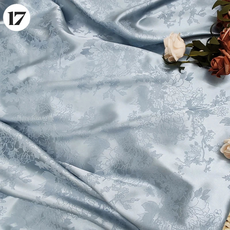 Floral Pattern Jacquard Damask Fabric Faux Silk Satin Brocade Fabric For DIY Sewing Cheongsam Hanfu Wedding Dress Garment Decor