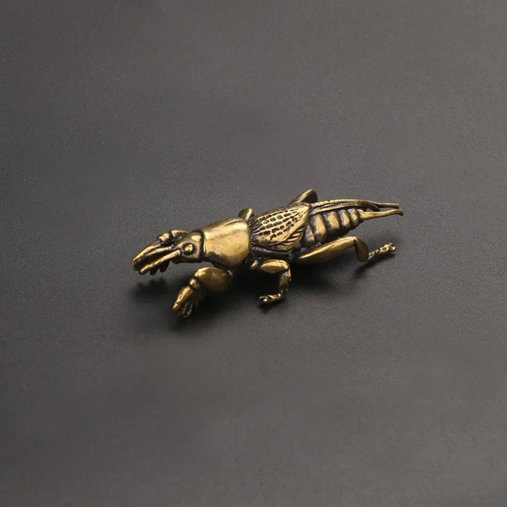 Brass Insect Figurines Miniatures Tea Pet Ornament Pure Copper Field Cricket Statue Desktop Decoration Collection Crafts Decor