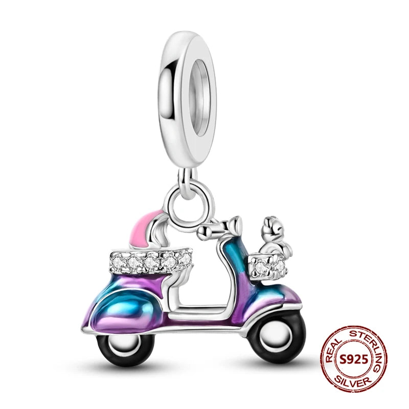 925 Sterling Silver Strawberry Turtle Owl Charm Beads Suitable For Original Bracelet Women DIY Jewelry Making Birthday Gifts