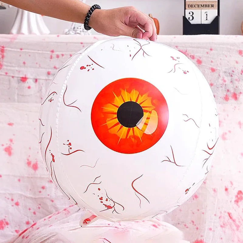 4D Halloween Eyeball Balloons Scary Bloodshot Eyeballs Foil Inflatable Balloon for Home Garden Halloween Party Decoration Props